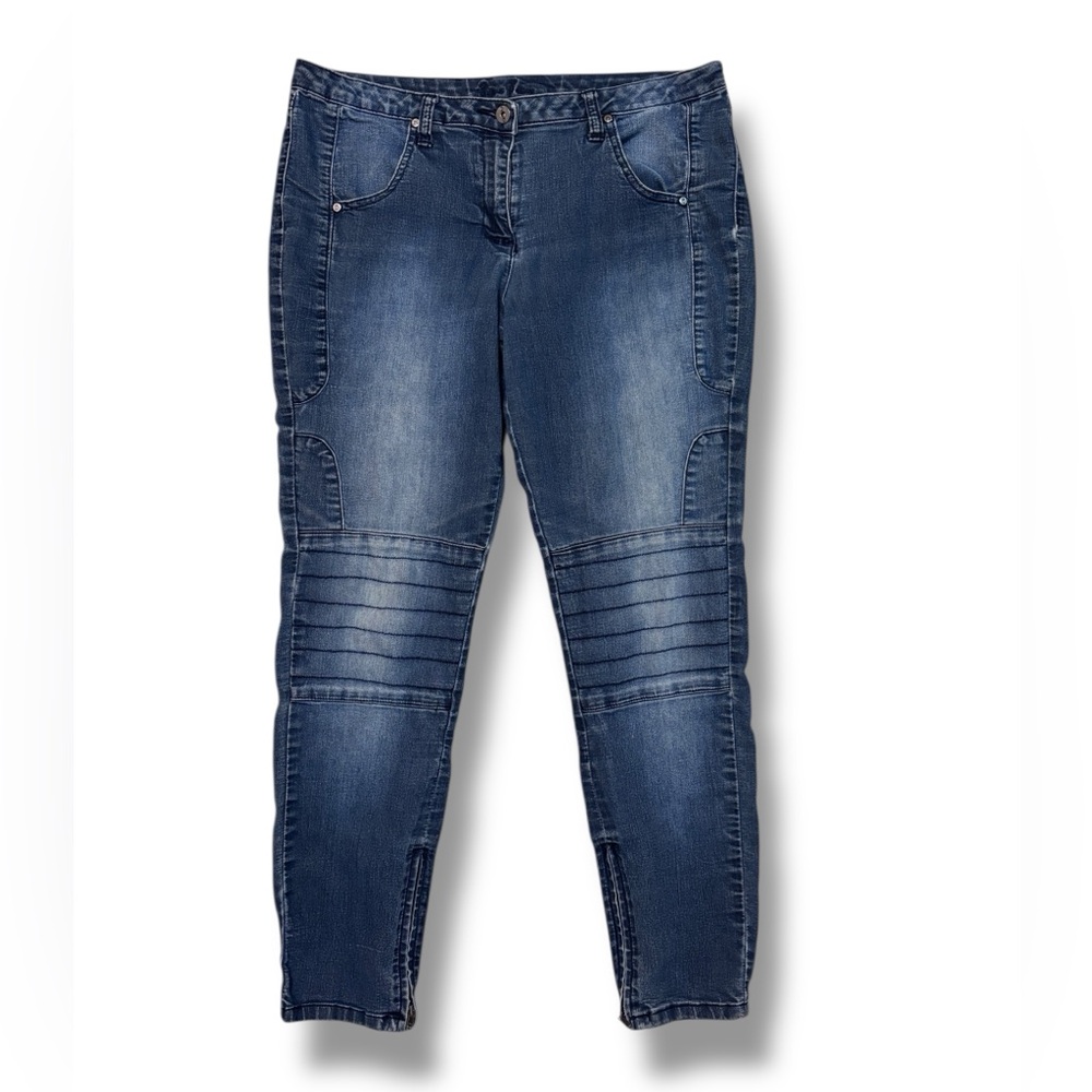 BISOU BISOU Mid Rise Skinny Ankle Zip Moto Jeans